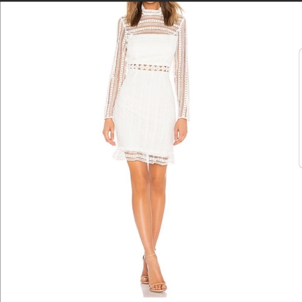 Bardot long sleeve white mini dress